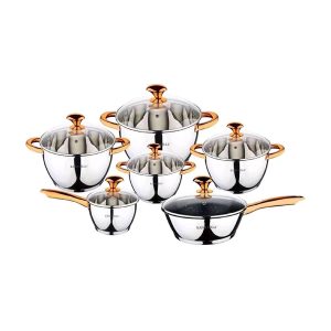 Kaisa Villa Stainless Steel Induction bottom 12 pcs Cookware Set (KV-6662)
