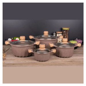 MGC Marble Coated 8 Pcs Granite Casserole Cookware Set With Lid
