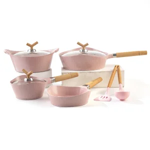 MGC 15 Piece Ceramic Non-Stick Coating Induction Bottom Sauce Pan / Soup Pot /Deep Fry Pan Cookware Set