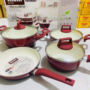 7 Piece Ceramic Granite Non Stick Cookware Set (Induction Bottom)